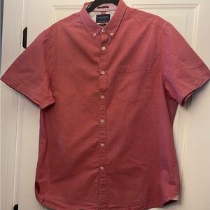 Chambray red shirt sleeve button down